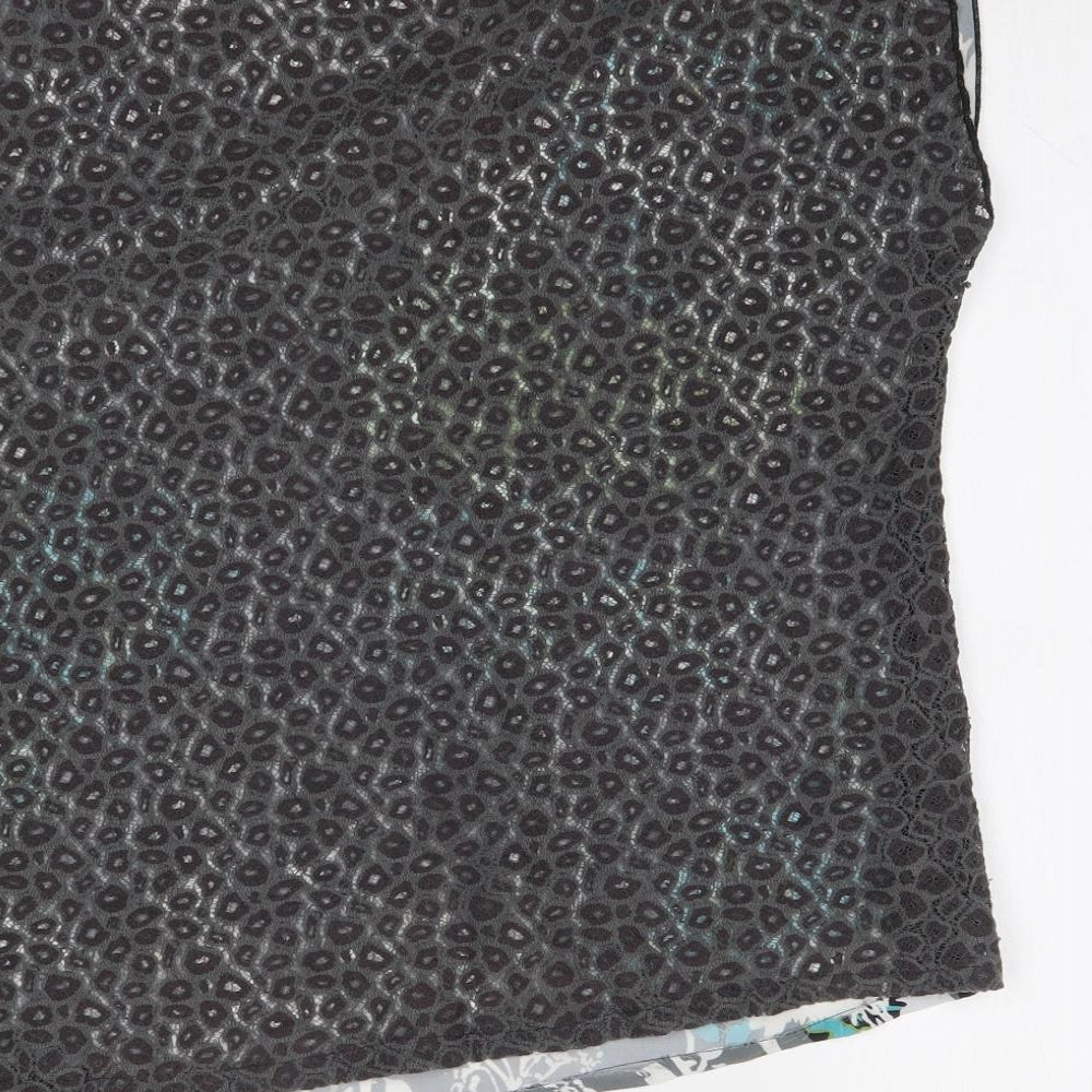 Preworn Womens Grey Floral Basic Blouse One Size