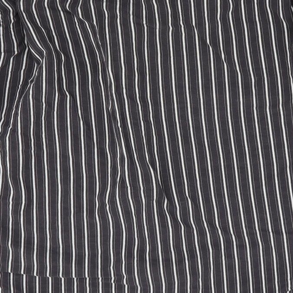 John Master Mens Brown Striped Button-Up Size L