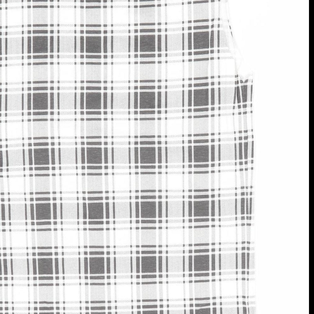 Another Influence Womens Black Check Basic T-Shirt Size S - Longline T-Shirt