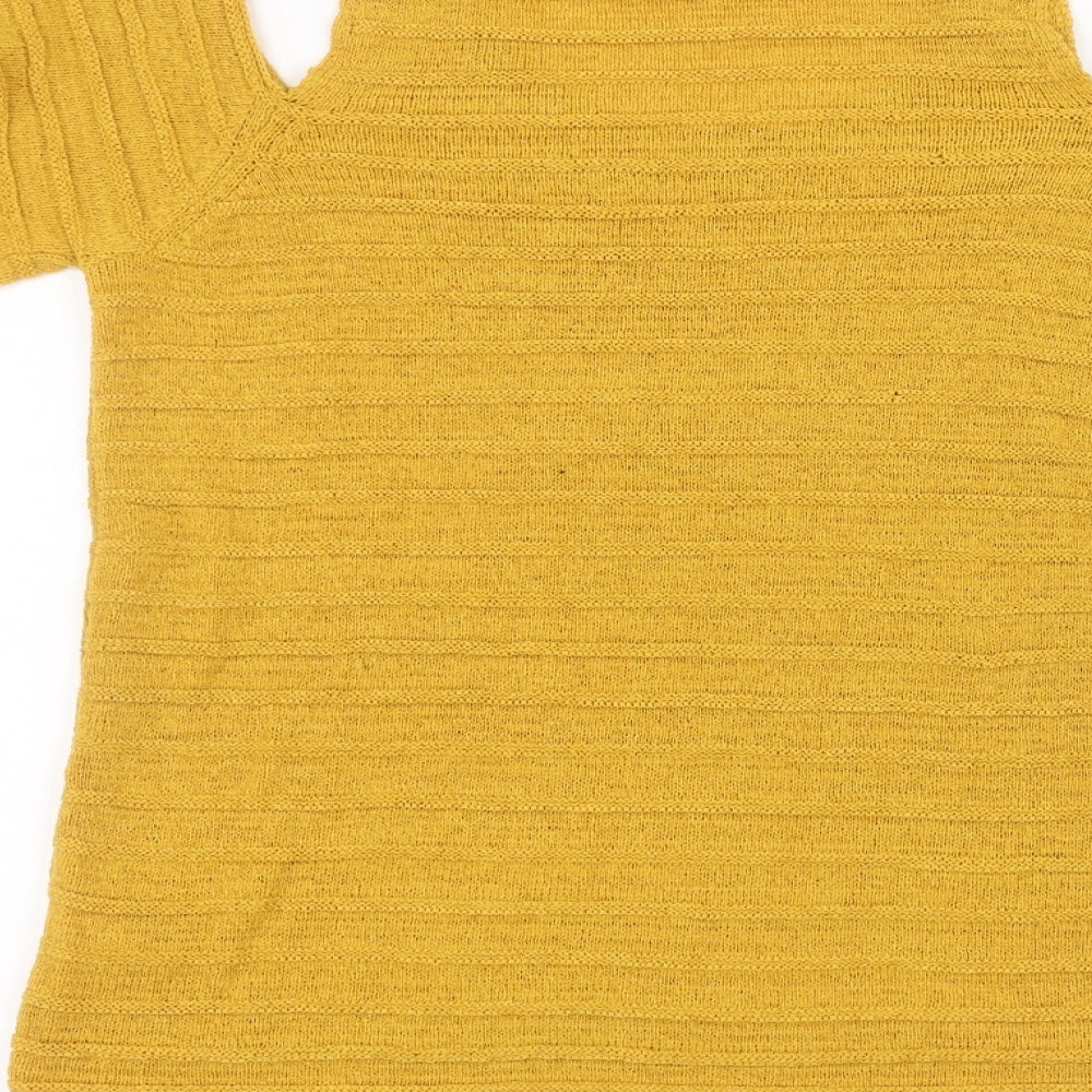 Papaya Womens Yellow Basic T-Shirt Size 12