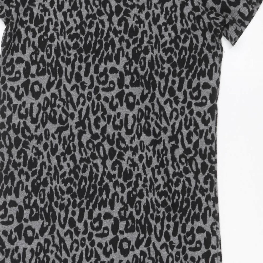 TU Womens Grey Animal Print A-Line Size 10