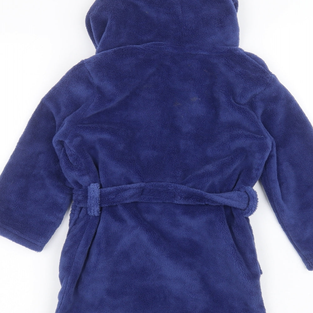 Preworn Boys Blue Solid Robe Size 4-5 Years