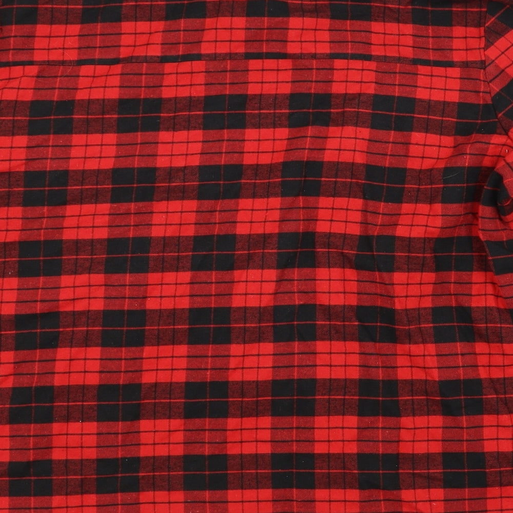 Allegra K Womens Red Check Basic Button-Up Size XL