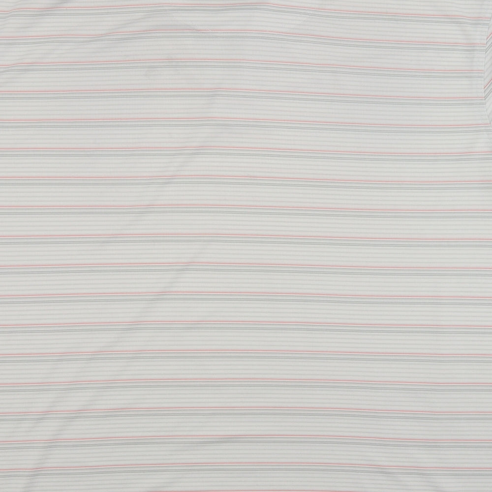 Kirkland Mens White Striped Polo Size L