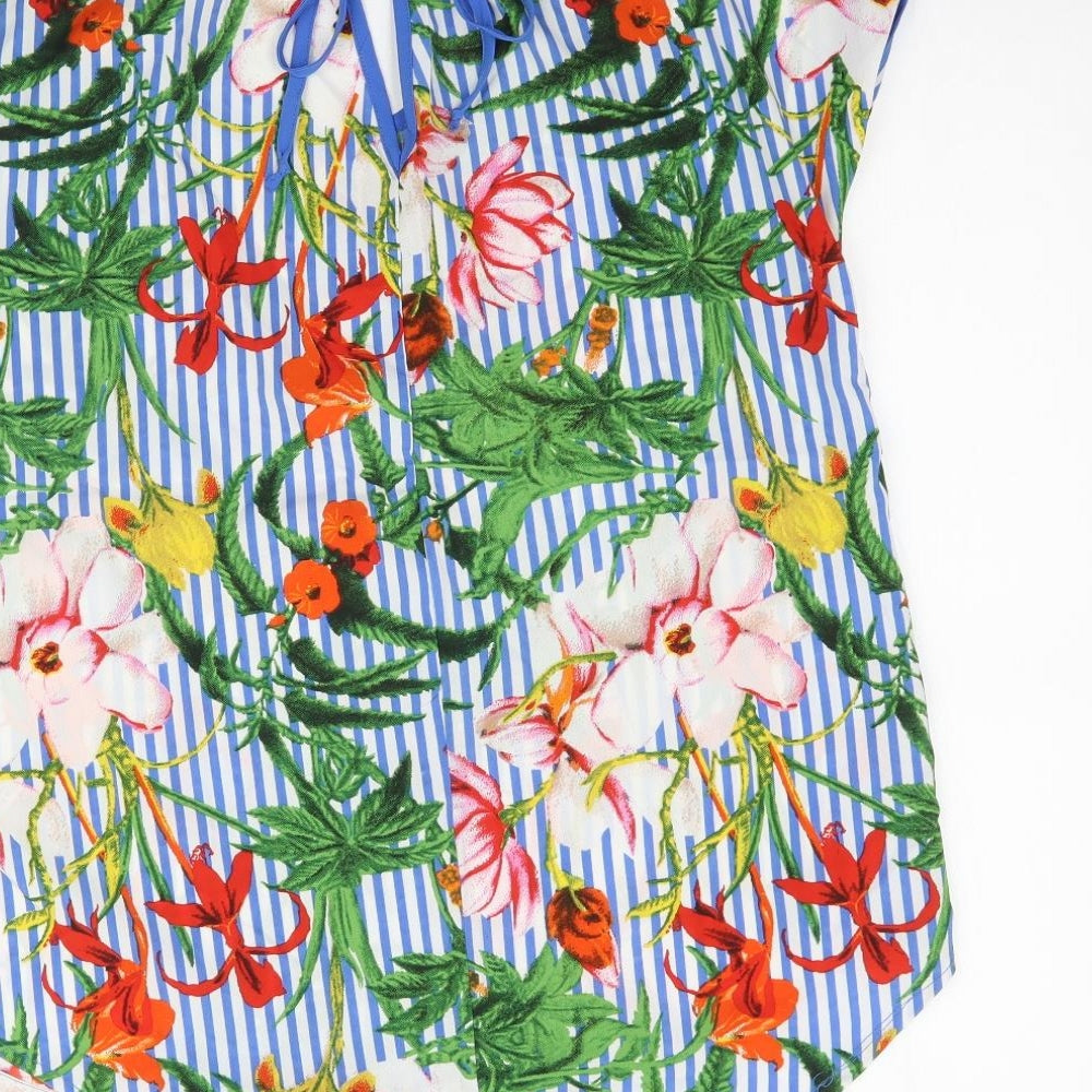 Pep & Co Womens Multicoloured Floral Basic Blouse Size 10 - Striped & Floral Print