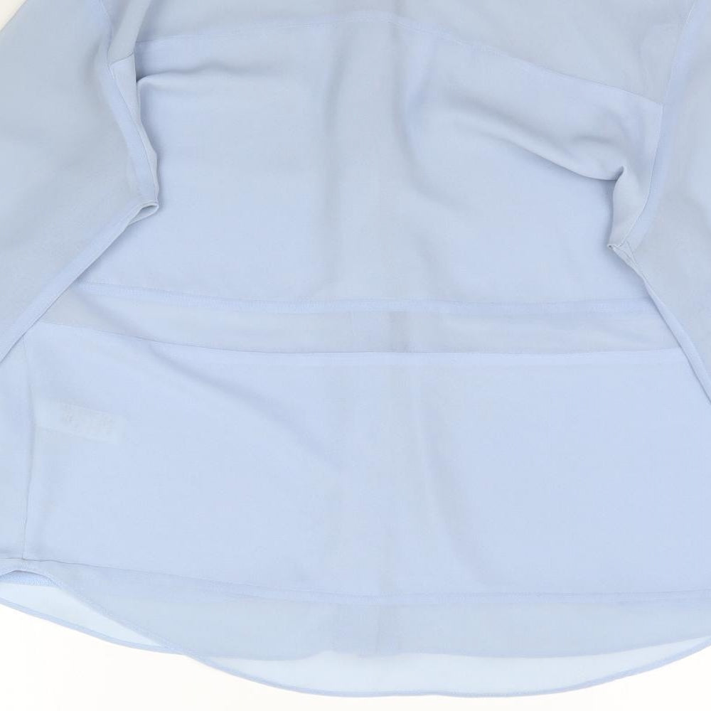 Topshop Womens Blue Basic Button-Up Size 8 - Sheer fabric