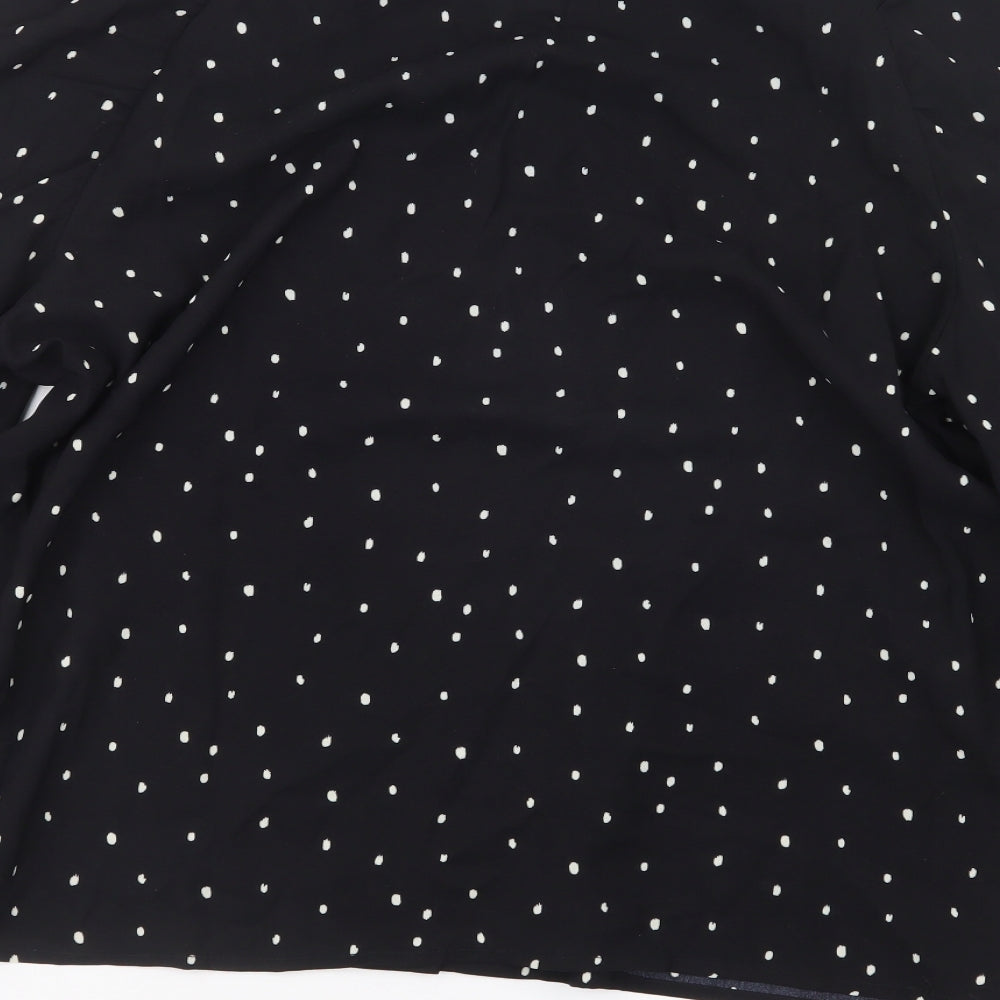 In the Style Womens Black Polka Dot Basic Button-Up Size 10