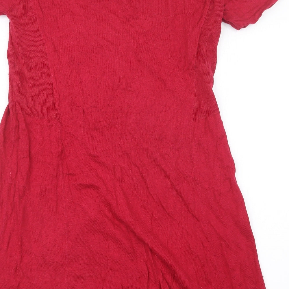 F&F Womens Red Knit Pullover Jumper Size 16