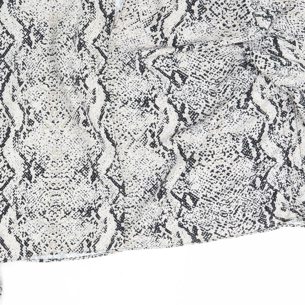 Primark Womens White Animal Print Basic Blouse Size 8 - Shoulder Pads