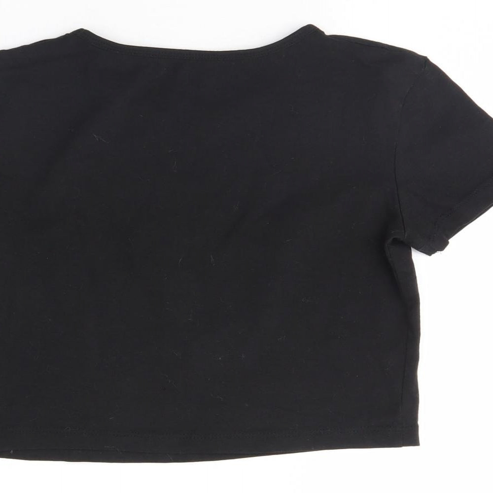 yd Girls Black Cropped T-Shirt Size 11 Years