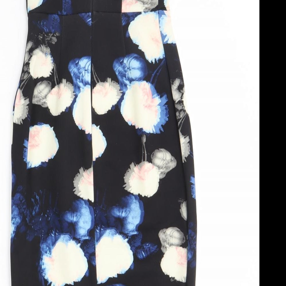 River Island Womens Black Floral Bodycon Size 8
