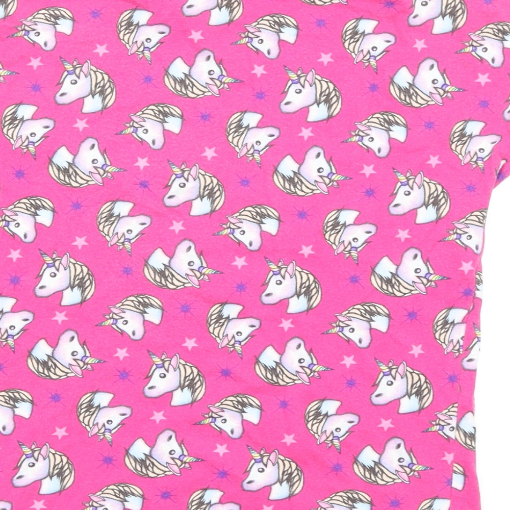 Preworn Girls Pink Animal Print Top Pyjama Top Size 8-9 Years
