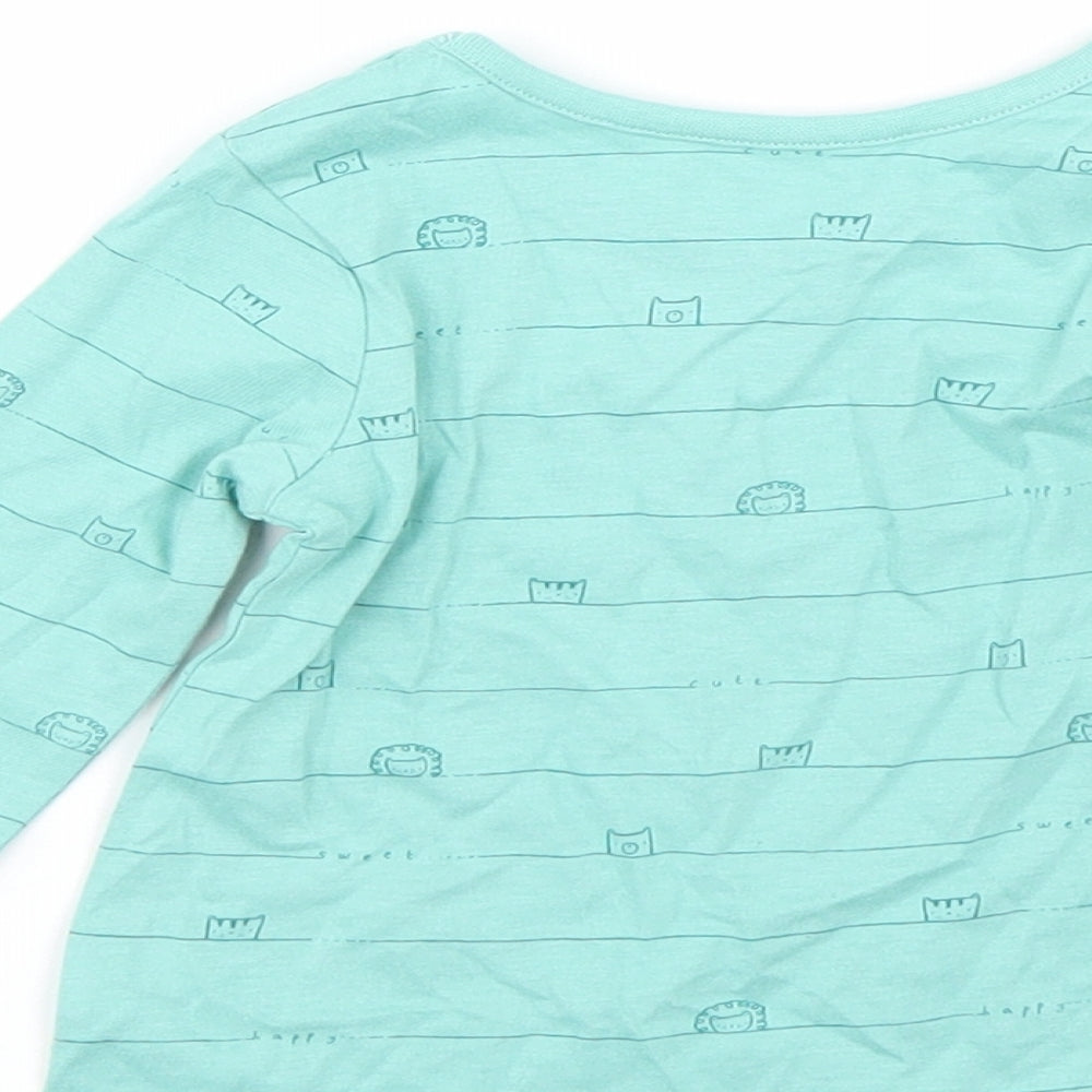 George Girls Green Striped Basic T-Shirt Size 6-9 Months - Animals