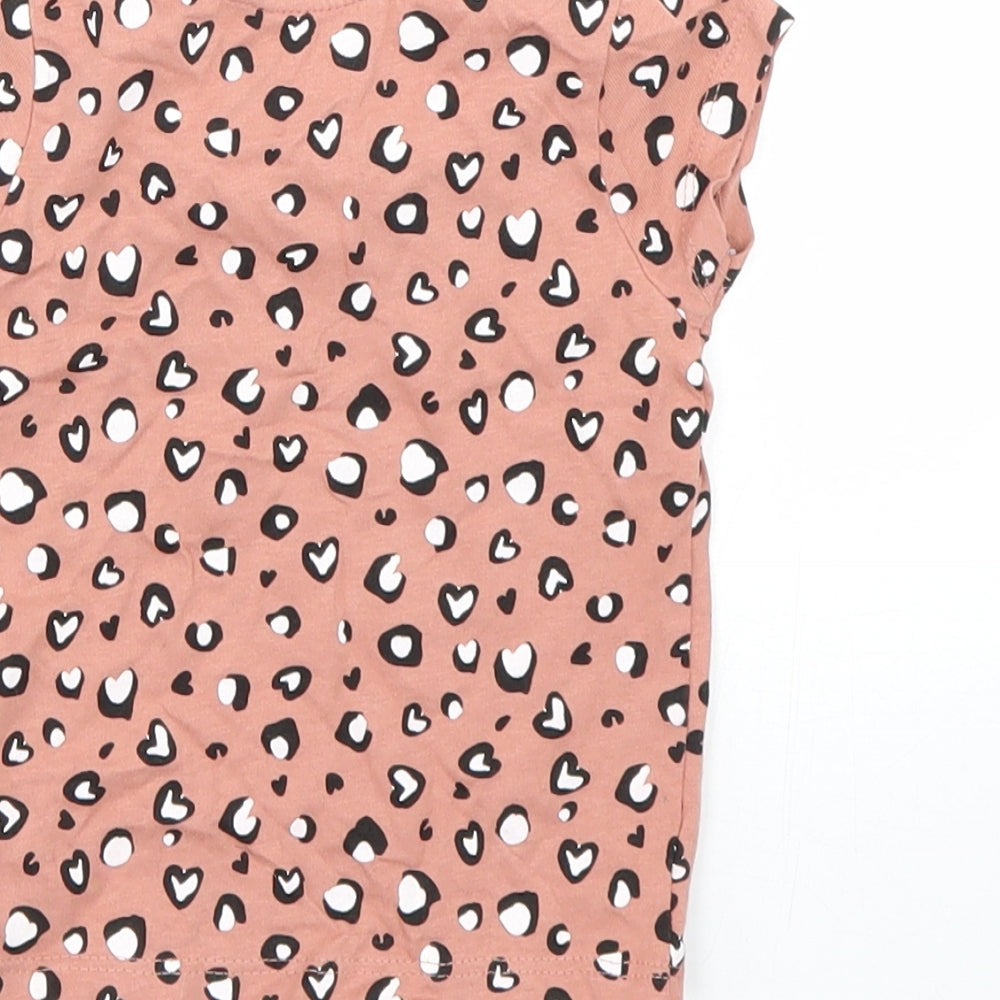 Primark Girls Pink Animal Print Basic T-Shirt Size 6-9 Months