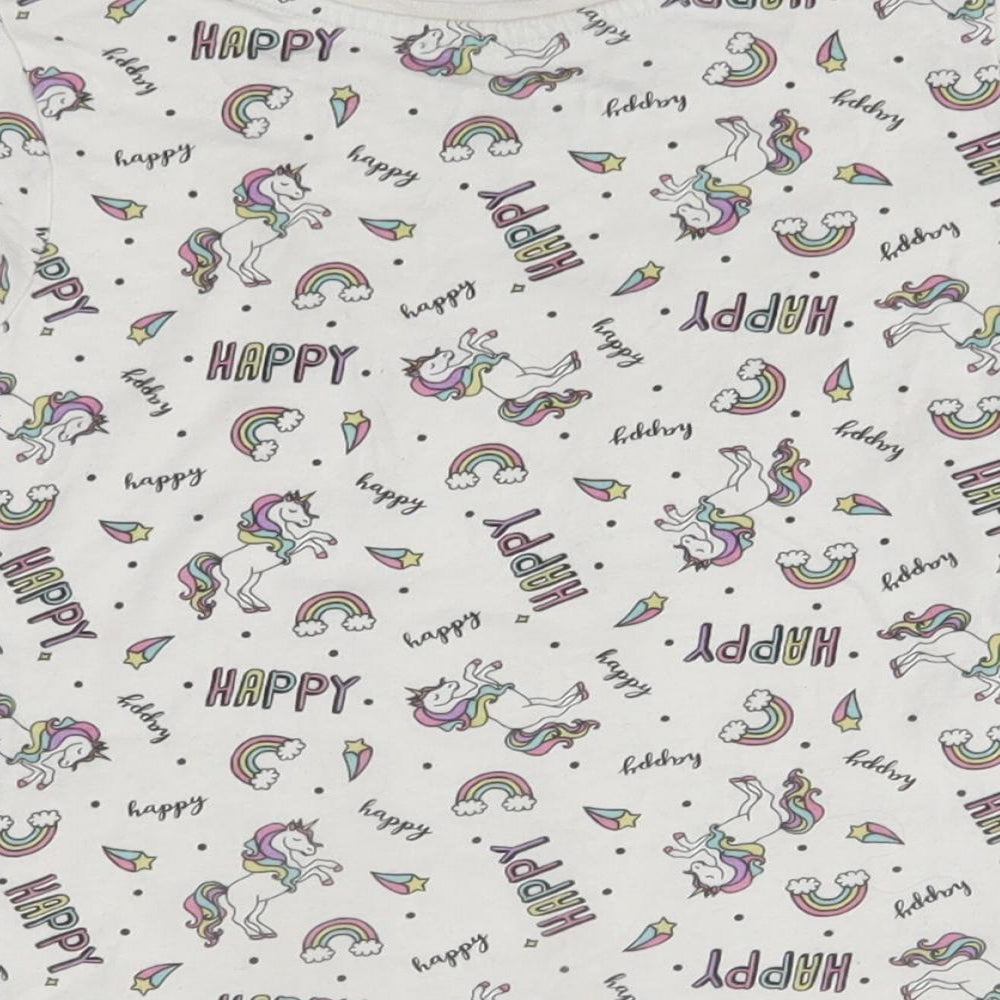Primark Girls White Pyjama Top Size 4-5 Years - unicorn, happy