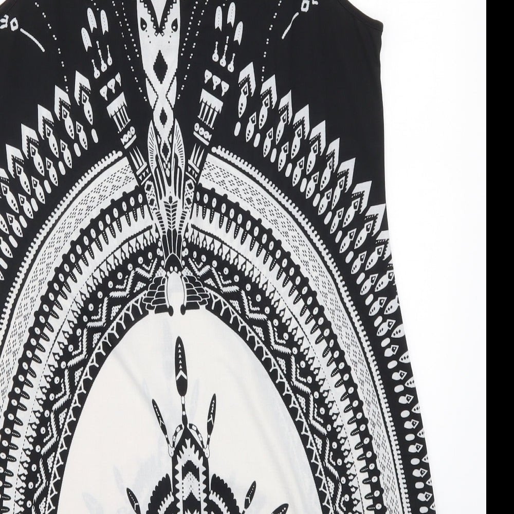 Pussycat London Womens Black Geometric Basic Tank Size L