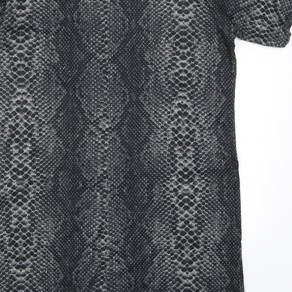 Select Womens Grey Animal Print T-Shirt Dress Size 10