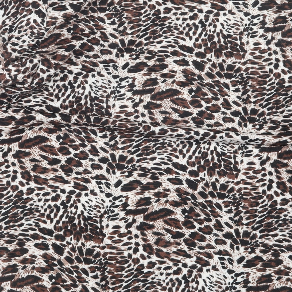 Kin Da Womens Brown Animal Print Basic T-Shirt Size L