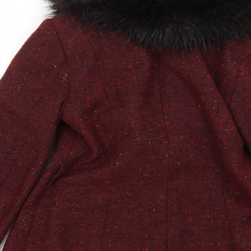 H&M Womens Red Overcoat Coat Size 6