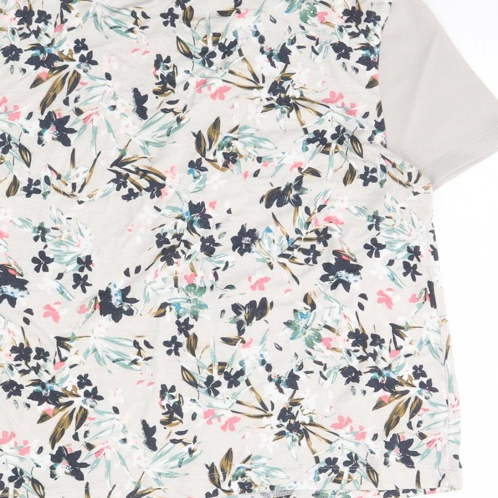 m&S Womens Grey Floral Basic Blouse Size 8