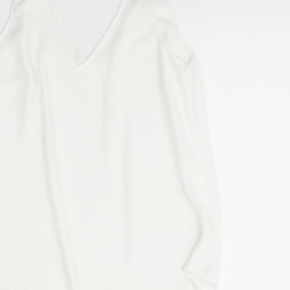 Oasis Womens White Basic Tank Size 8