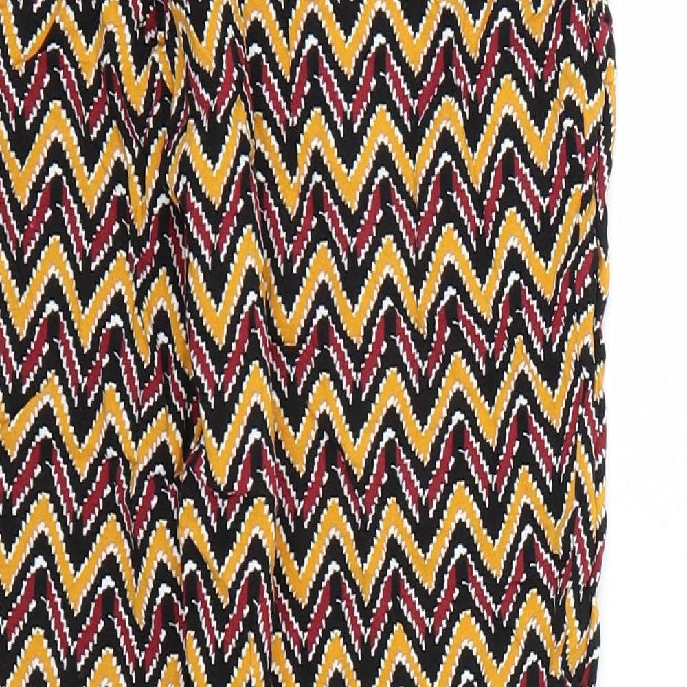 Papaya Womens Yellow Striped Capri Trousers Size 12 L25 in
