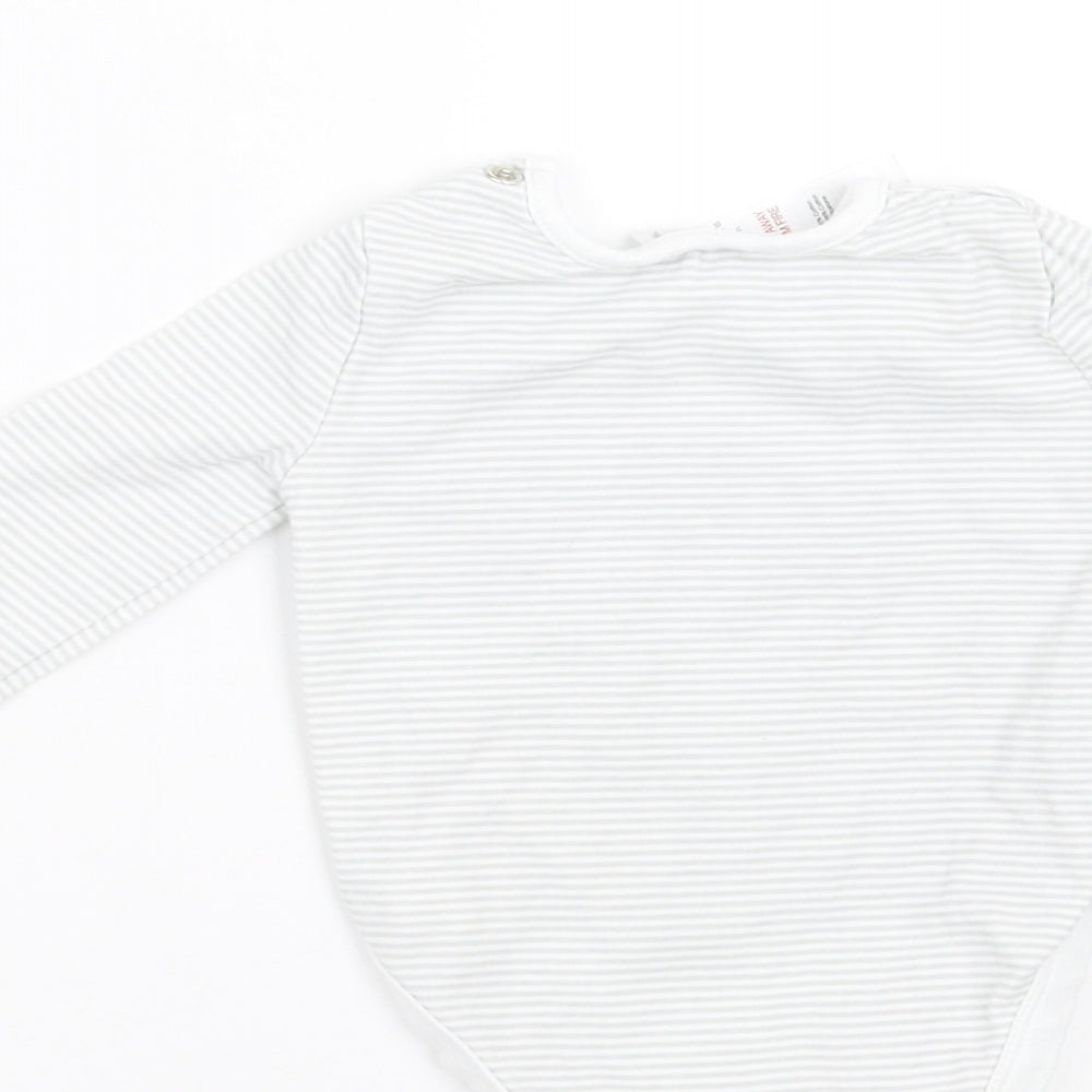 TU Baby Grey Striped Babygrow One-Piece Size 0-3 Months - rabbits