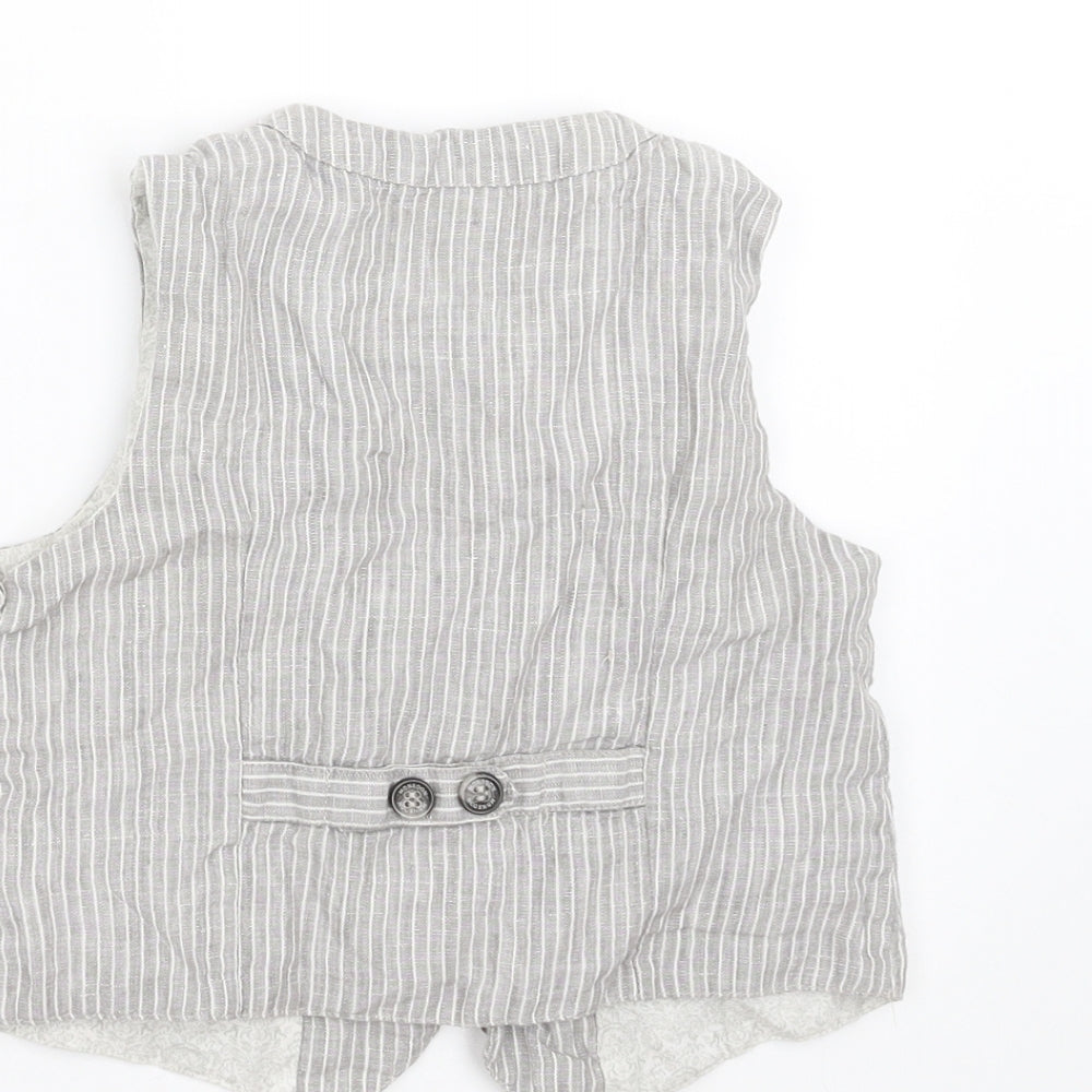 Monsoon Boys Grey Striped Gilet Waistcoat Size 5 Years