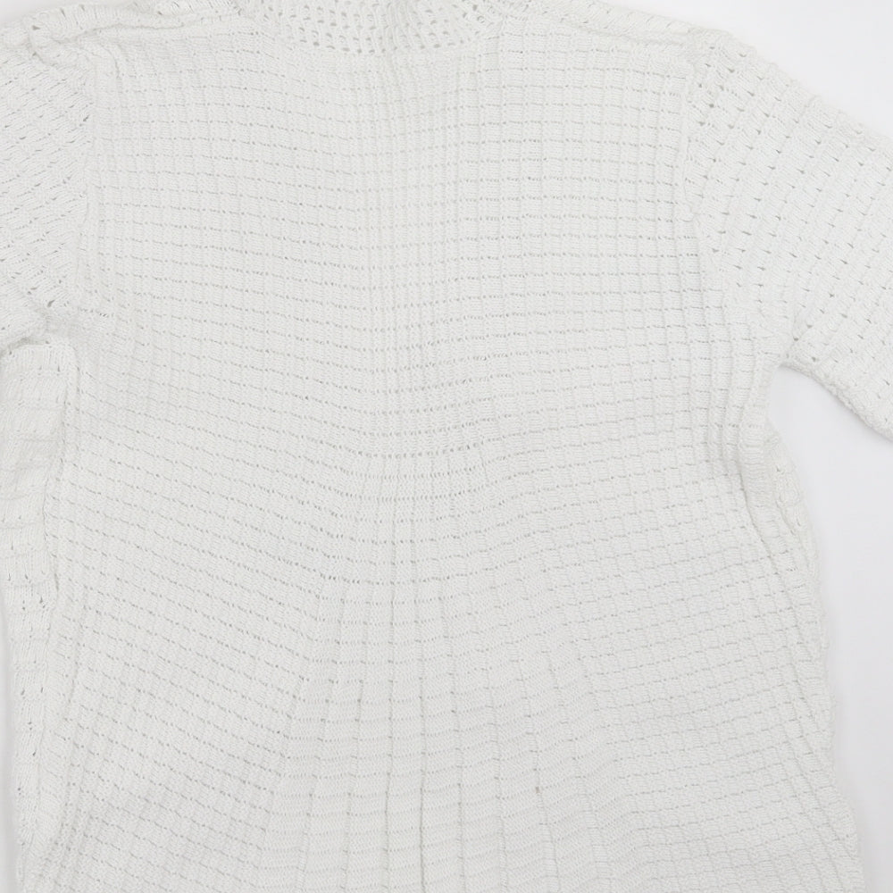 Preworn Womens White Striped Knit Cardigan Jumper Size S