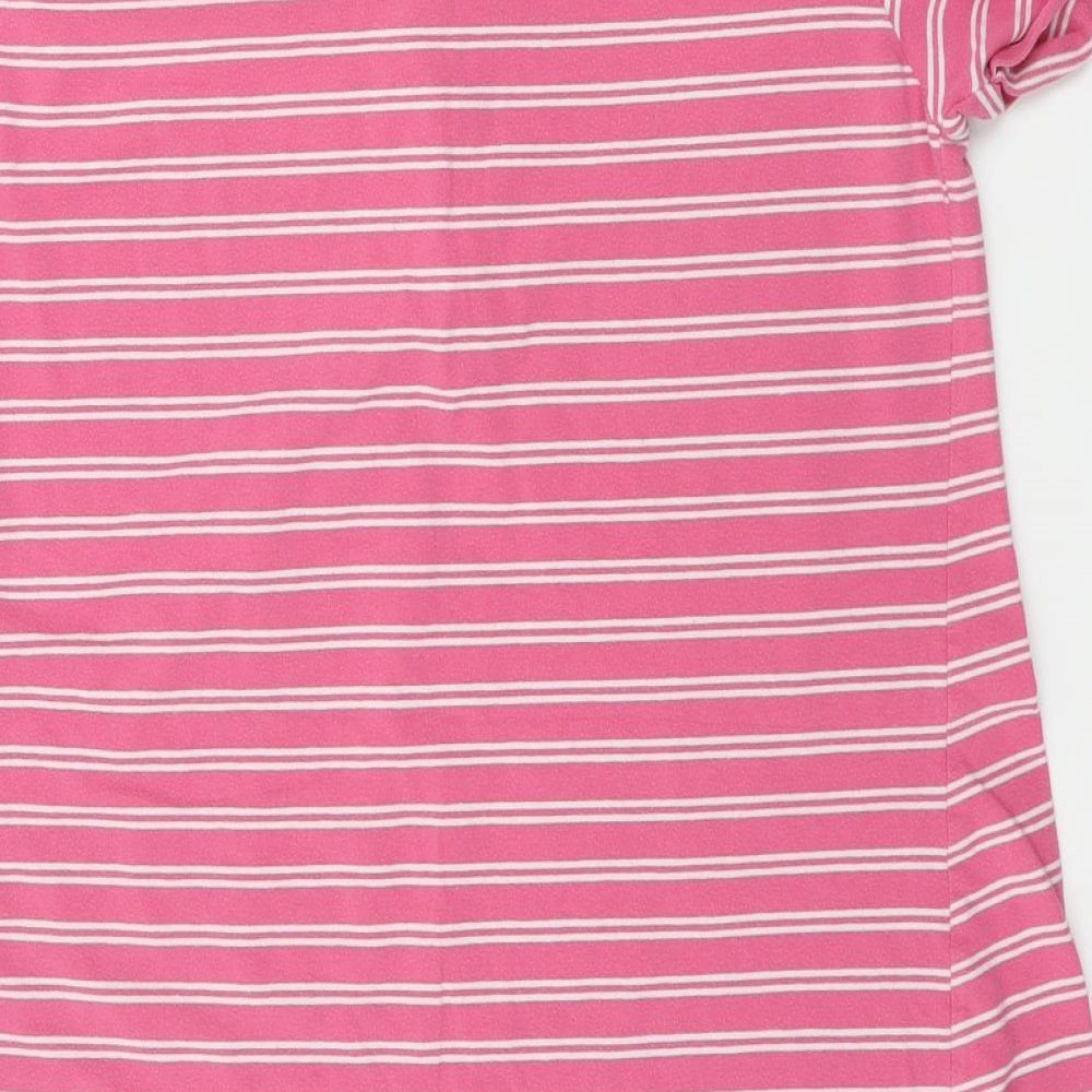 Preworn Womens Pink Striped A-Line Size L