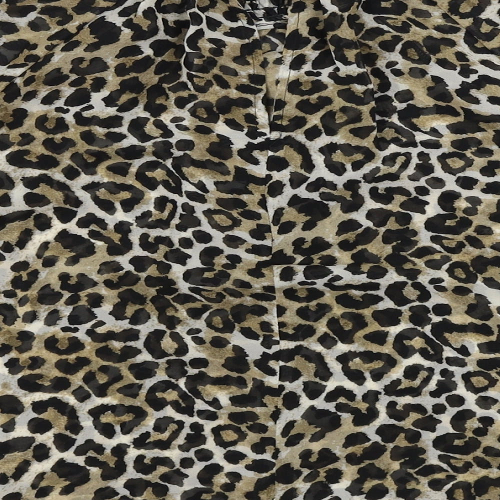 Primark Womens Beige Animal Print Basic Blouse Size 10