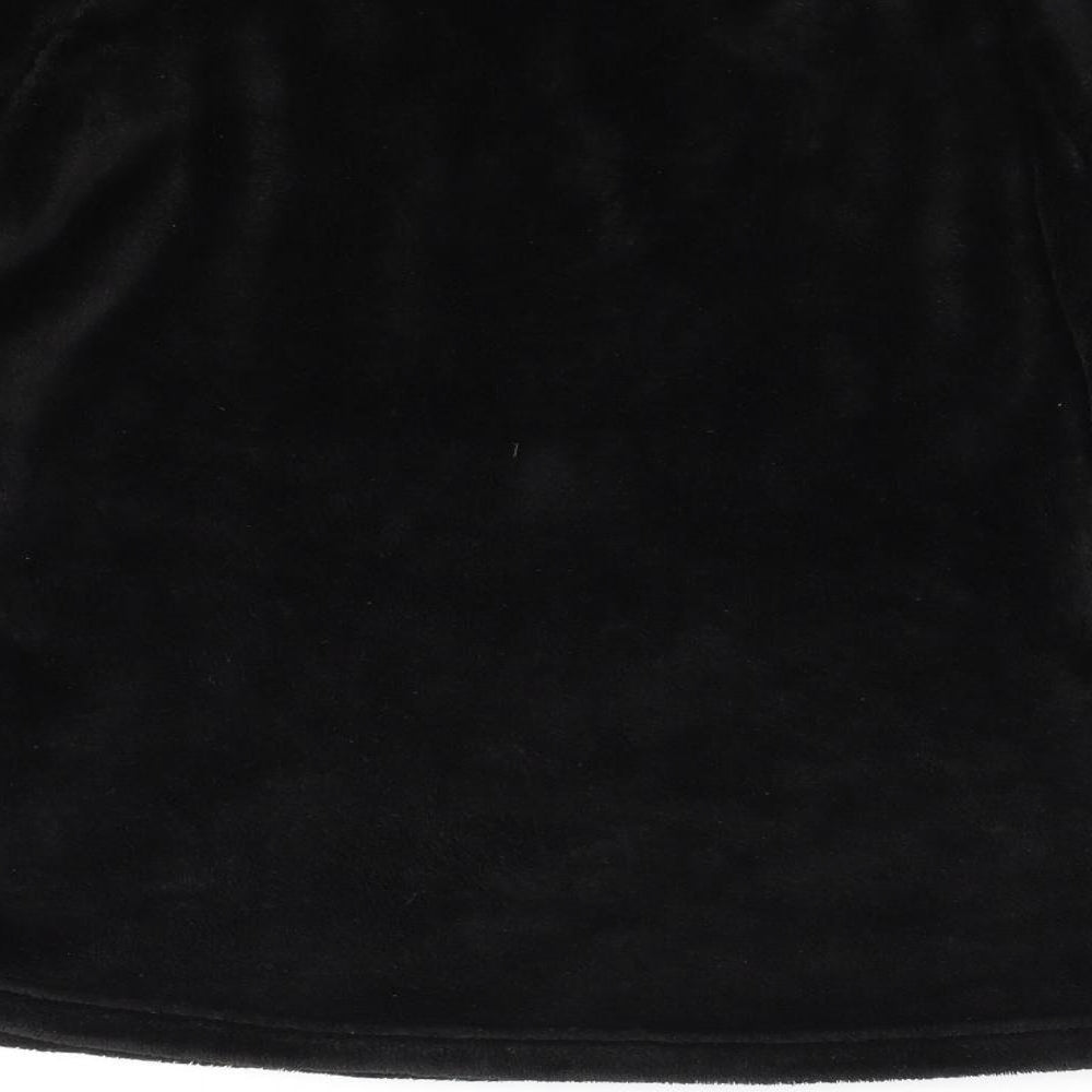 M&S Womens Black Solid Fleece Top Pyjama Top Size 8 - Skunk