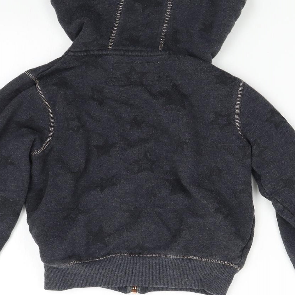 Marks & Spencer Boys Grey Full Zip Hoodie Size 6-7 Years - Stars