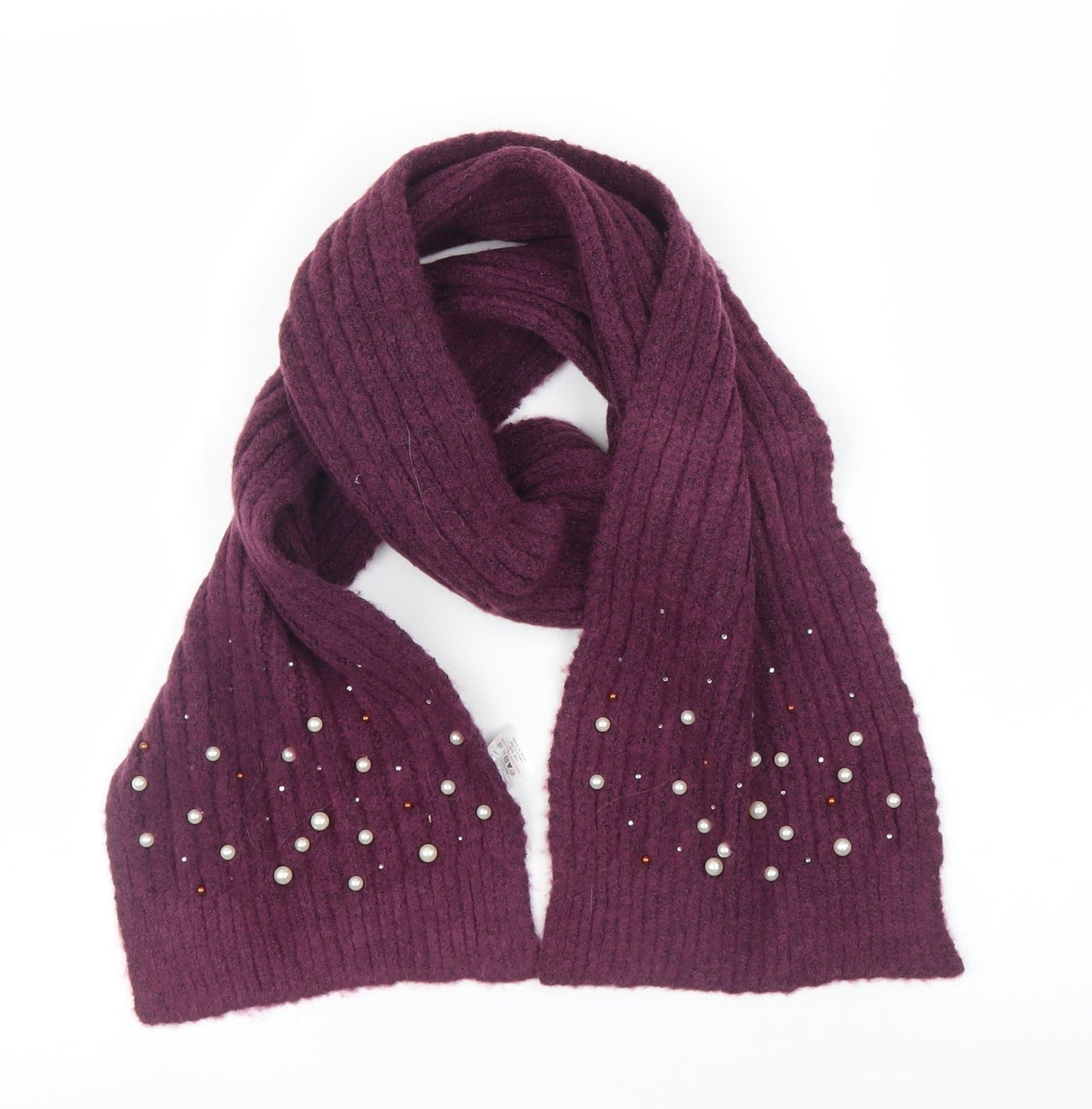 Preworn Unisex Purple Scarf - Pearls