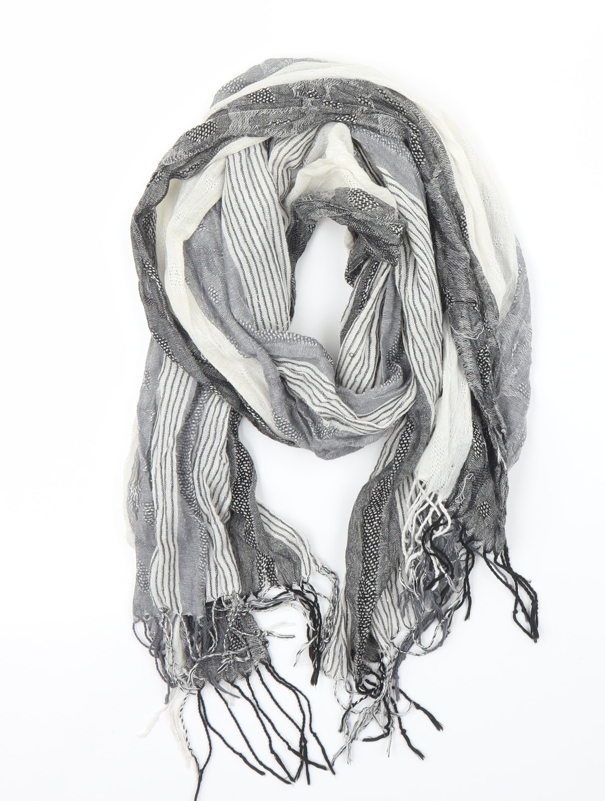 Preworn Unisex Grey Striped Scarf