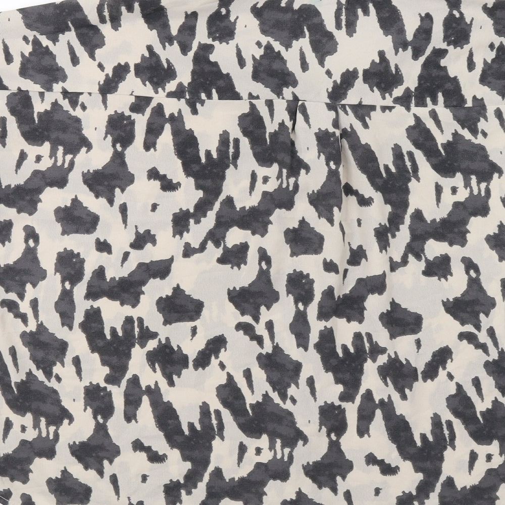 AX P Womens Grey Animal Print Basic Button-Up Size 10