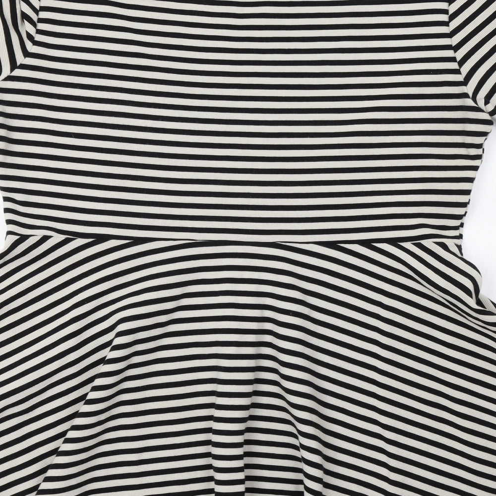 H&M Womens White Striped Fit & Flare Size L