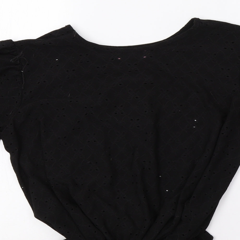 Pretty Hurts Womens Black Floral Basic Blouse Size 12