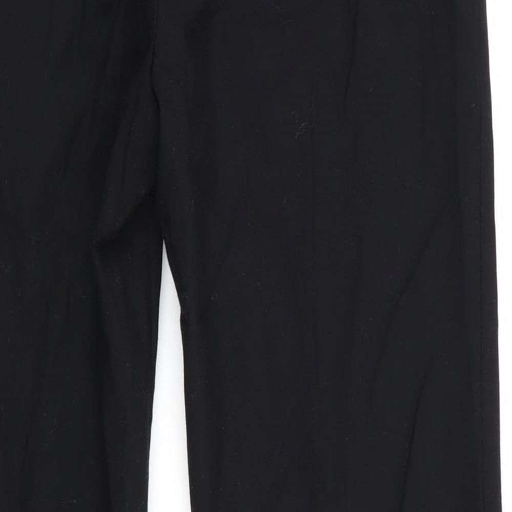 Zara Womens Black Trousers Size 6 L26 in - Faux Leather Trim