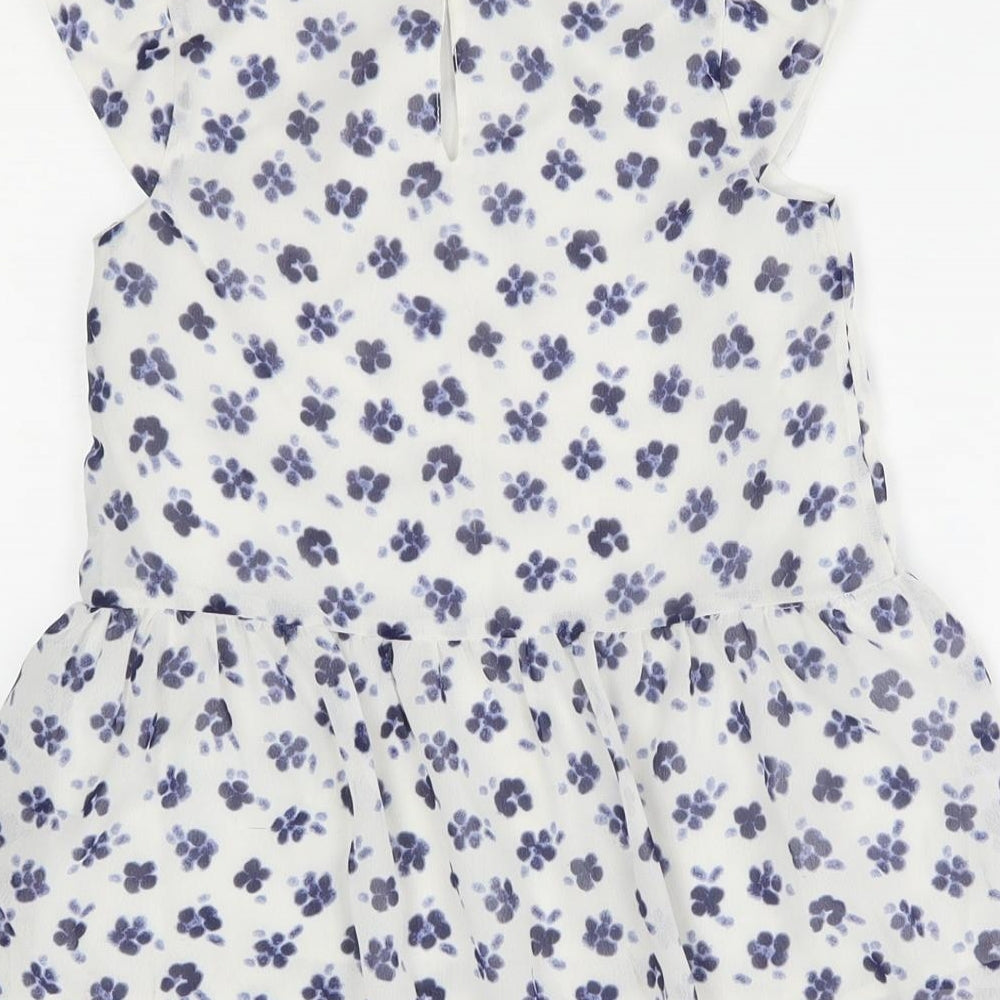 George Girls White Floral Basic Blouse Size 8-9 Years