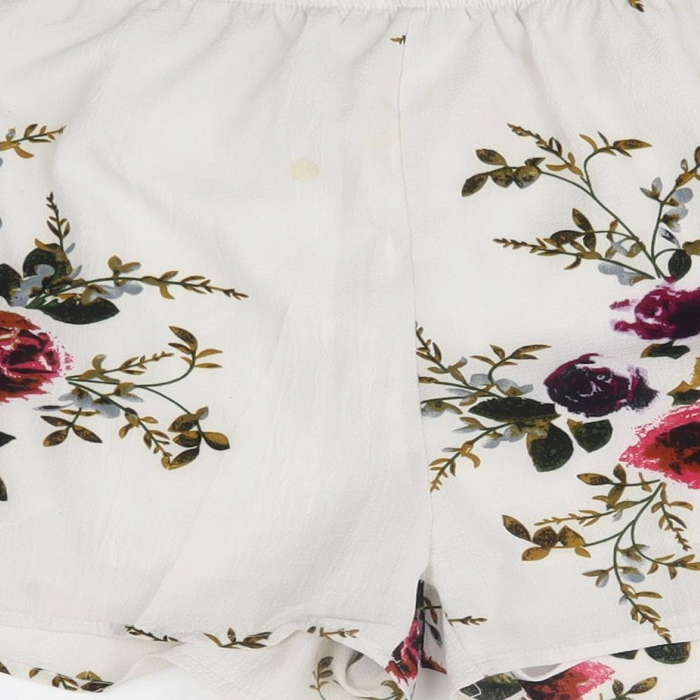 Preworn Womens White Floral Mom Shorts One Size