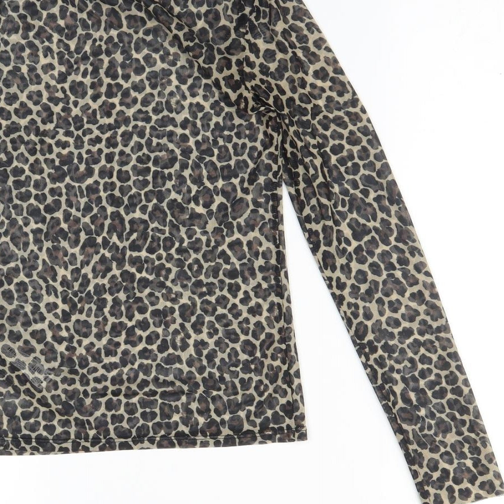 Stradivarius Womens Multicoloured Animal Print Basic T-Shirt Size S