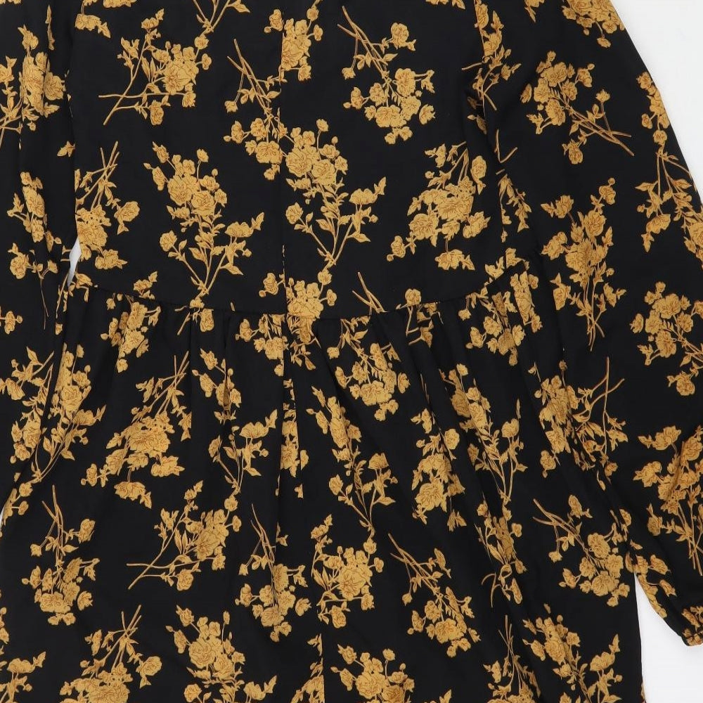 SheIn Womens Black Floral Mini Size S