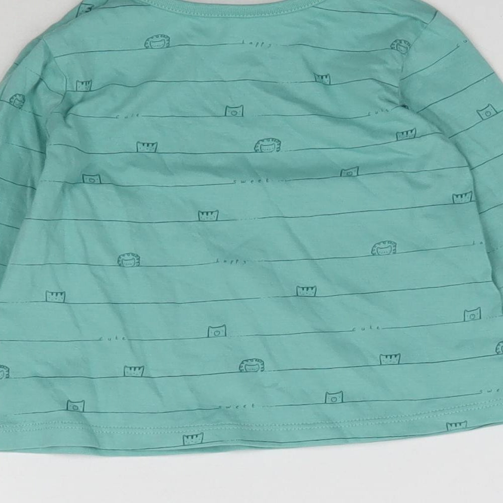 George Baby Green Striped Basic T-Shirt Size 3-6 Months - Animals