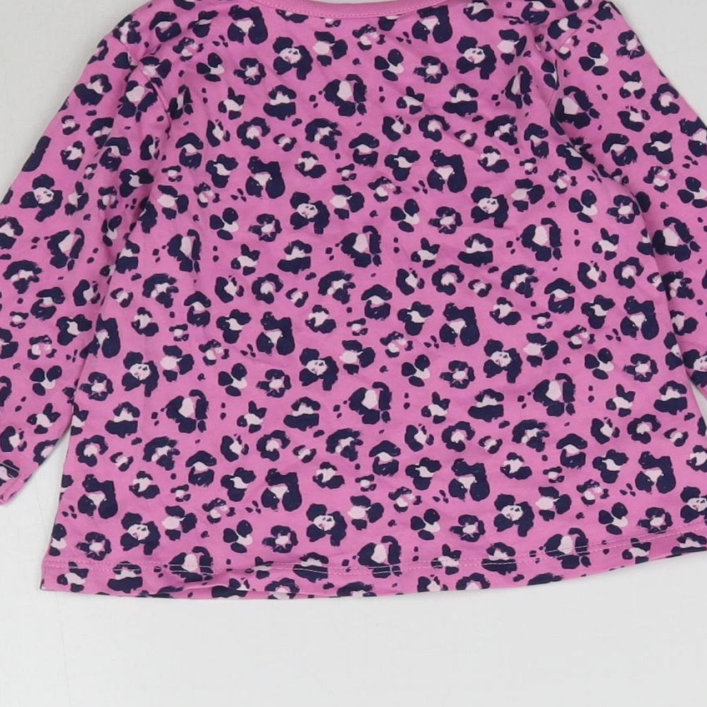 George Girls Pink Animal Print Basic T-Shirt Size 3-6 Months - Leopard Print