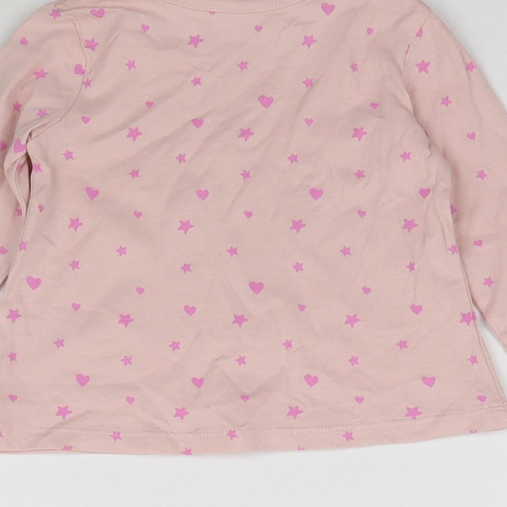 George Girls Pink Basic T-Shirt Size 3-6 Months - Love Hearts & Stars