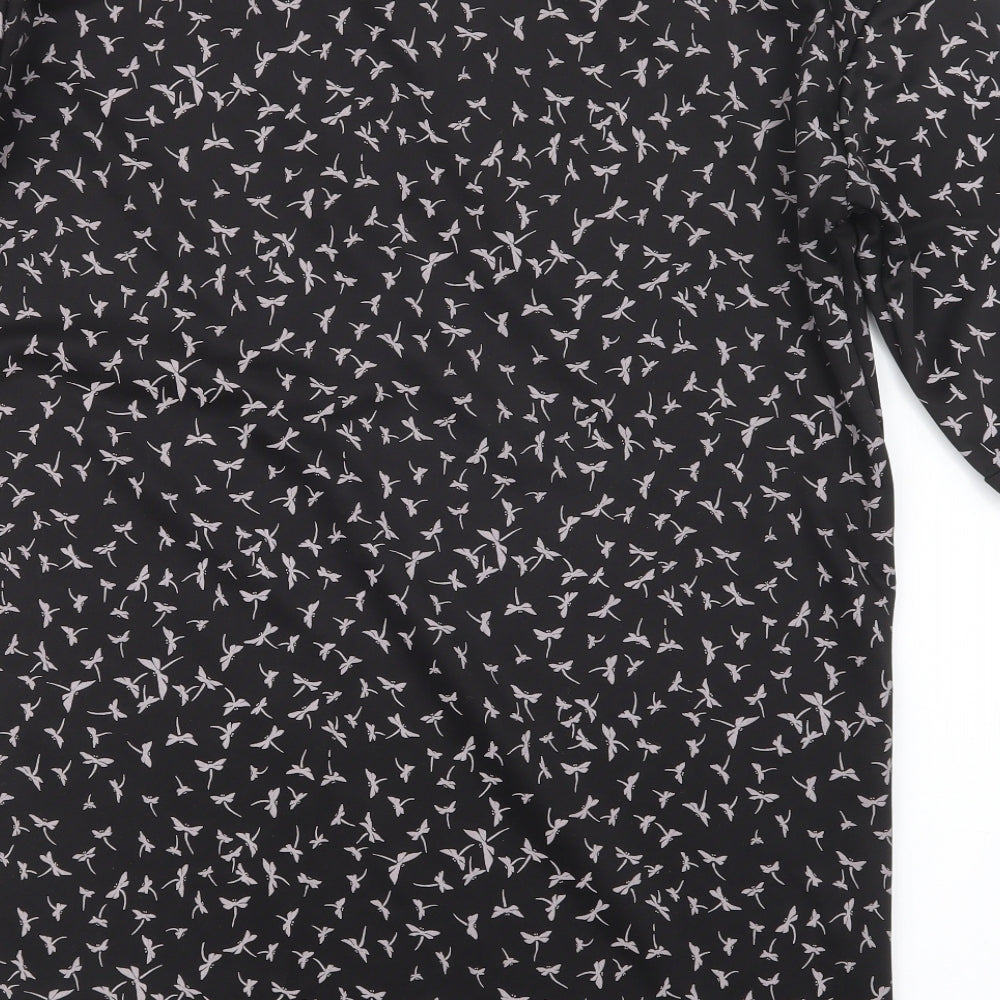 Charmine Womens Black Geometric Basic T-Shirt Size 12