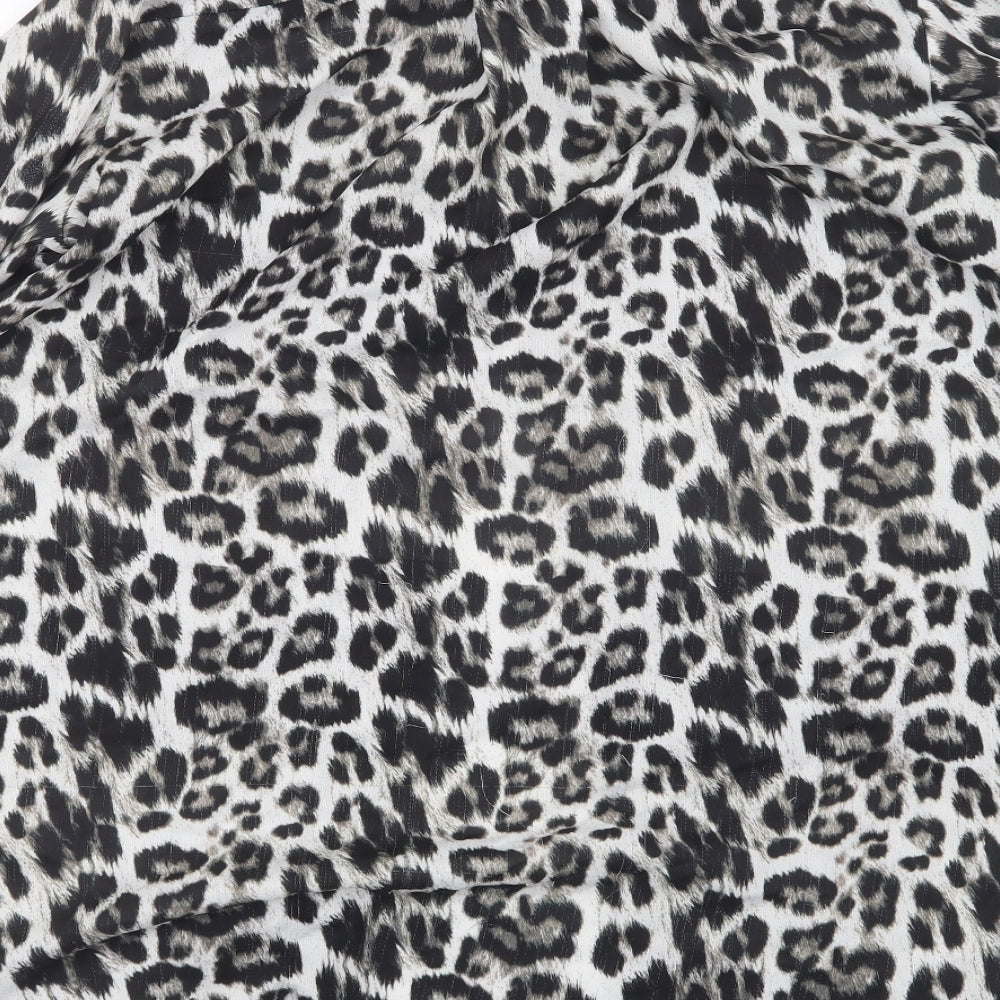 Zara Womens Black Animal Print Basic Button-Up Size S