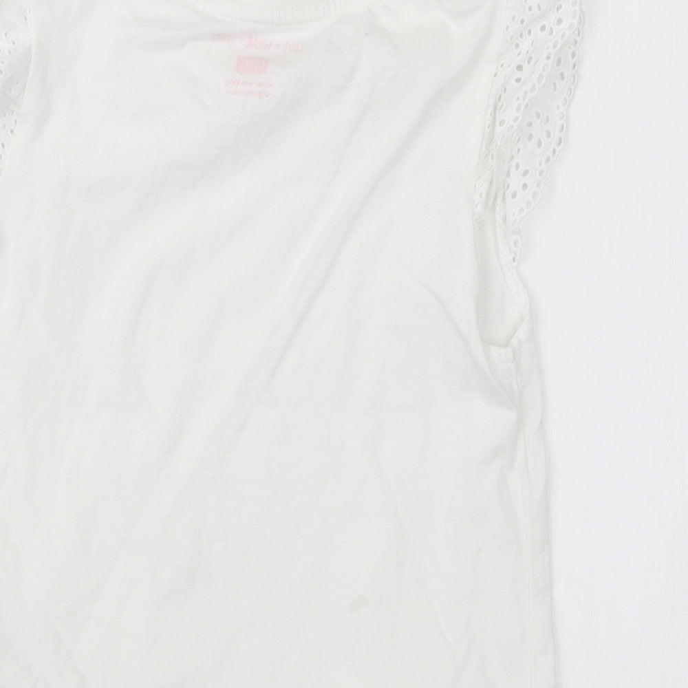 F&F Girls White Basic T-Shirt Size 6-7 Years