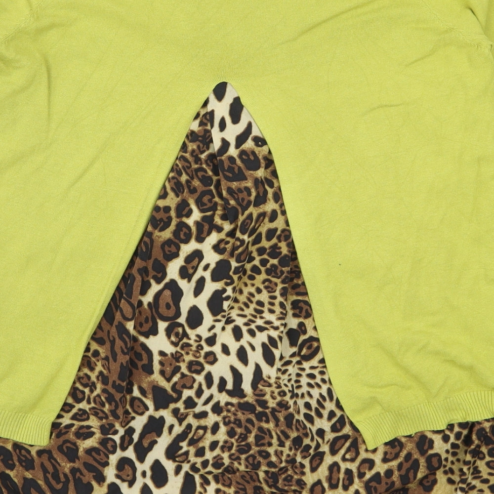 Finery Womens Green Animal Print Knit Pullover Jumper Size S